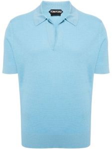 TOM FORD polo en maille à manches courtes - Bleu