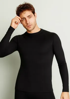 Heren thermo shirt Lange mouw - Warm ondershirt met ronde hoge hals mannen