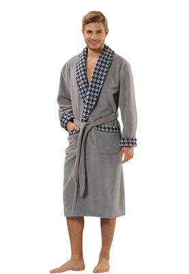 Luxe kamerjas heren marineblauw-grijs-l