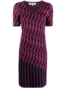 DVF Diane von Furstenberg robe à motif zig-zag en maille intarsia - Violet