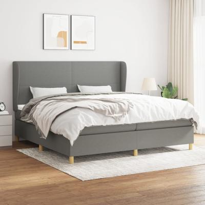 Boxspring met matras stof donkergrijs 200x200 cm