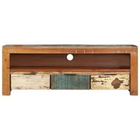 The Living Store Televisiemeubel - Handgemaakt Massief Gerecycled Hout - 110 x 30 x 40 cm - Meerkleurige Afwerking