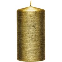 1x Gouden cilinderkaars/stompkaars 7 x 13 cm 25 branduren