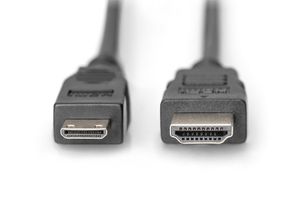 Digitus AK-330106-030-S HDMI-kabel HDMI Aansluitkabel HDMI-A-stekker, HDMI-mini-C-stekker 3.00 m Zwart Vergulde steekcontacten