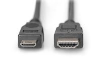 Digitus AK-330106-030-S HDMI-kabel HDMI Aansluitkabel HDMI-A-stekker, HDMI-mini-C-stekker 3.00 m Zwart Vergulde steekcontacten - thumbnail