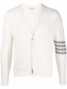 Thom Browne cardigan en maille torsadée à 4 bandes signature - Blanc