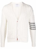 Thom Browne cardigan en maille torsadée à 4 bandes signature - Blanc