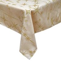 Tafelkleed - beige - sterren opdruk - 140 x 360 cm - rechthoekig - tafellaken