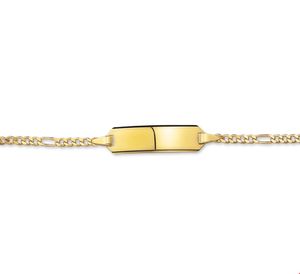 Graveerarmband Figaroschakel Plaat 5 x 20 mm geelgoud