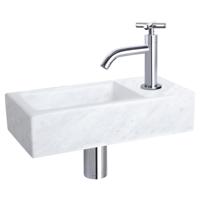 Differnz Helios fonteinset marmer - kraan kruis - 37.5 x 18.5 x 9.5 cm - chroom