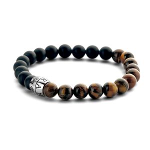 Frank 1967 7FB-0418 Rekarmband beads 8 mm bruin-zwart 20 cm