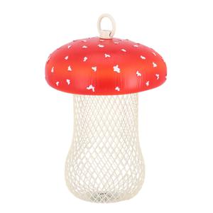 Voedersilo noten Fungi - vliegenzwam - rood - PVC/ijzer - 13 x 18 cm - notensilo voor vogels