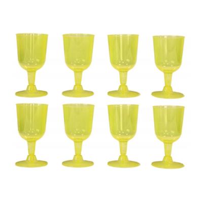Wijnglazen - 8x - geel - kunststof - 160ml - herbruikbaar wijnglas
