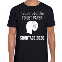 I survived the toilet papier shortage tekst t-shirt zwart heren