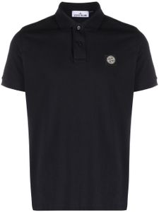 Stone Island Compass logo-embroidered cotton polo shirt - Bleu