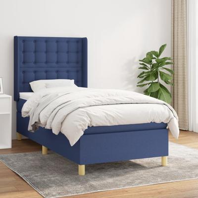 Boxspring met matras stof blauw 100x200 cm