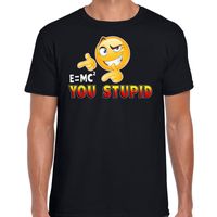 Funny emoticon t-shirt E is MC you stupid zwart heren - thumbnail