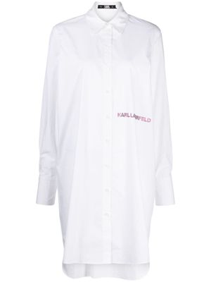 Karl Lagerfeld robe chemise en coton à logo embossé - Blanc