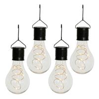 Anna's Collection Solar sfeer hanglamp - 10x - tuin - lampenbol - zwart - glas - 15 cm