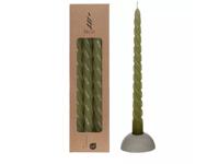 Twisted candles set 3 st, moss green - Hortus