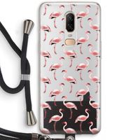 Flamingoprint groen: OnePlus 6 Transparant Hoesje met koord