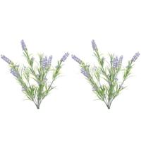 Lavendel kunstplant bundeltje - 2x - bosje - paars - 44 cm