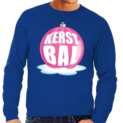 Foute kersttrui kerstbal roze - sweater - blauw - voor heren - kerstballen trui Foute kersttrui kerstbal roze - sweater - blauw - voor heren - kerstballen trui