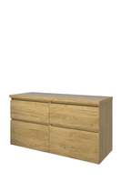 Proline Top wastafelonderkast met 4 laden asymmetrisch en afdekplaat 120 x 46 x 60 cm, ideal oak