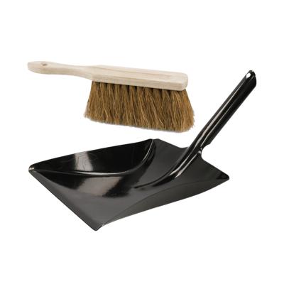 Sorex Stoffer en blik - zwart metaal - en kokosvezel stoffer - voor binnen en buiten - schoonmaken