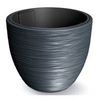 Plantenpot/bloempot Furu Stripes - buiten/binnen - kunststof - antraciet - D47 x H47 cm