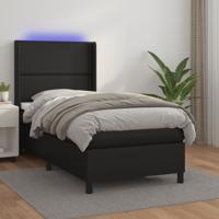 Boxspring met matras en LED kunstleer zwart 90x200 cm
