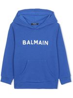 Balmain Kids hoodie en coton à logo imprimé - Bleu - thumbnail