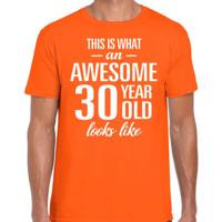 Awesome 30 year - geweldige 30 jaar cadeau t-shirt - oranje - voor heren - Verjaardag cadeau