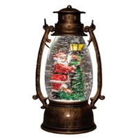 Sneeuwbol/snowglobe glitter lantaarn - 14 x 24 cm- met LED verlichting warm wit