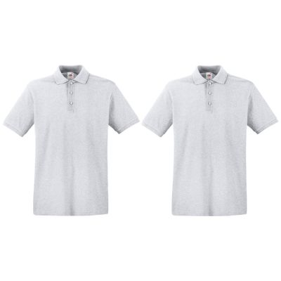 2-Pack maat L lichtgrijs poloshirt premium van katoen voor heren