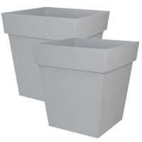 4x stuks bloempotten Toscane vierkant kunststof grijs L32 x B32 x H32 cm
