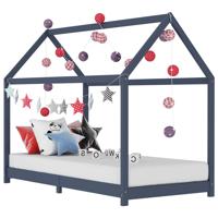 Kinderbedframe massief grenenhout grijs 90x200 cm - thumbnail