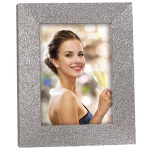 Houten fotolijstje zilver met glitters geschikt voor een foto van 10 x 15 cm