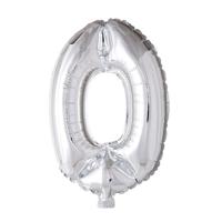 Globos Folie ballon nummer '0' zilver 40cm