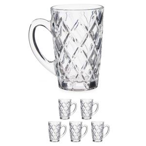 Vivalto luxe koffieglazen - 6x stuks - 170 ml met oor - Type Diamant - Transparant