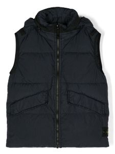 Stone Island Junior gilet matelassé à motif Compass - Bleu