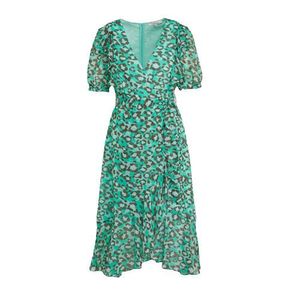Miljuschka by Wehkamp wikkel-look jurk met ruches en panterprint groen