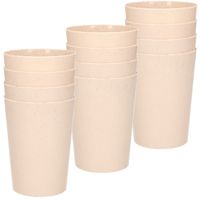 12x drinkbekers van afbreekbaar bio-plastic 290 ml in het eco-beige - thumbnail