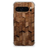 Stevig Telefoonhoesje voor Google Pixel 9 Pro XL Wooden Cubes Stevig Telefoonhoesje voor Google Pixel 9 Pro XL Wooden Cubes
