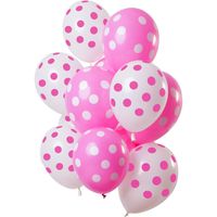 Ballonnen Roze en Wit Polka Dots Premium - 12 Stuks - thumbnail