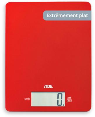 Digitale keukenweegschaal - ADE - LEONIE - ABS-kunststof - 22 x 17 cm - Inclusief 1 Cr 2032-batterij - Rood Digitale keukenweegschaal - ADE - LEONIE - ABS-kunststof - 22 x 17 cm - Inclusief 1 Cr 2032-batterij - Rood