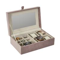 Home Deco Factory Horlogebox - roze - 13 vakjes - 25 x 8 x 16 cm - organizer - sieradendoos
