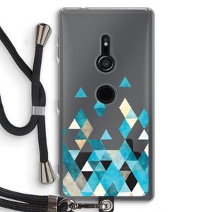Gekleurde driehoekjes blauw: Sony Xperia XZ2 Transparant Hoesje met koord