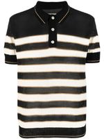 Balmain polo rayé à logo en intarsia - Noir - thumbnail