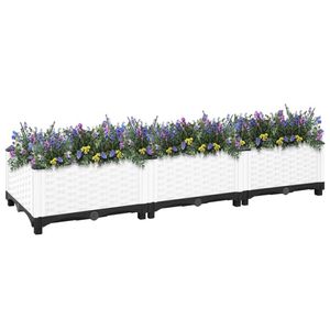 The Living Store Verhoogde Tuinbak - Wit - 120 x 40 x 23 cm - Polypropeen